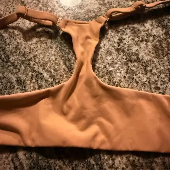 SKIMS Fits Everybody Front Clasp Racerback Bra 32C Sister 34B Nude NWT - Picture 3 of 6